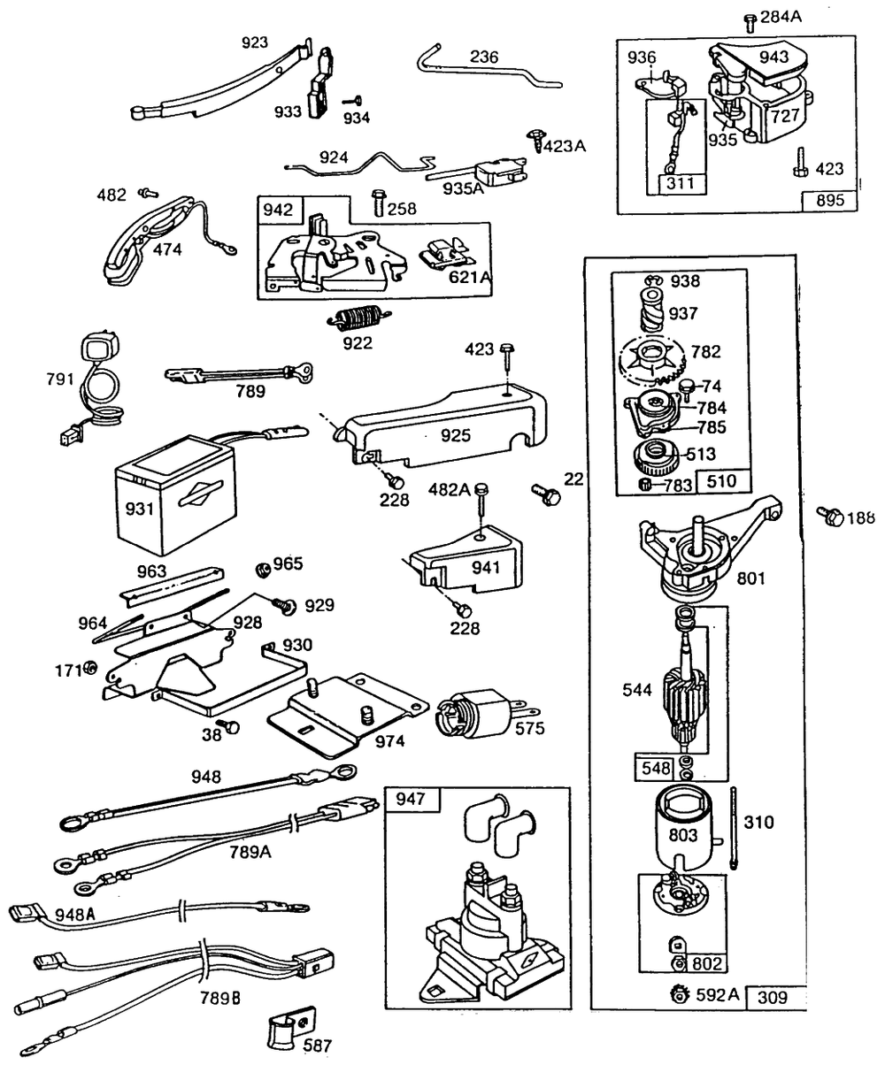 Electric Starter,electrical Diagram and Parts List for 110902-1189-XX  Briggs and Stratton Engine